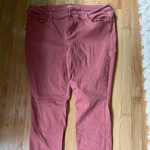 Blush pink skinny jeans